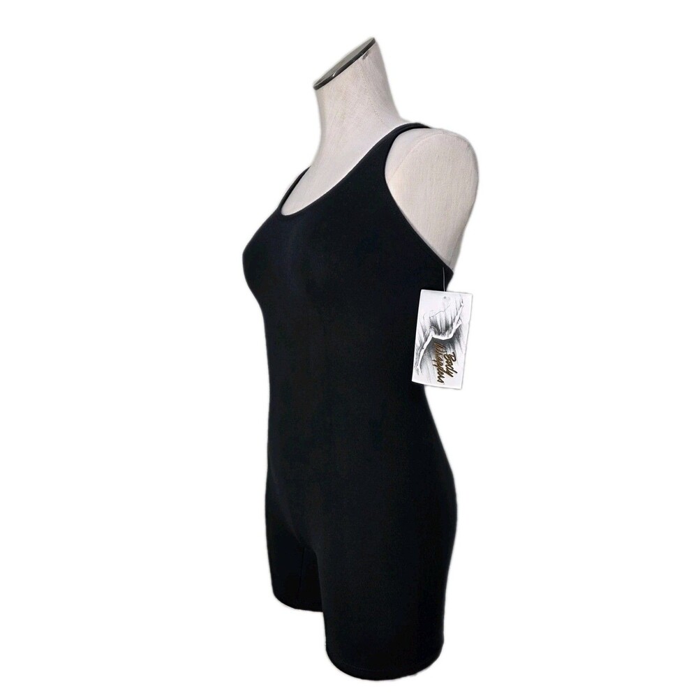 Body Wrappers VTG Cotton Racerback Biketard Singlet Leotard AS Adult S Black